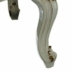 Set of 2 Leatherette Button Tufted Wooden Side Chairs White/Brown - Benzara