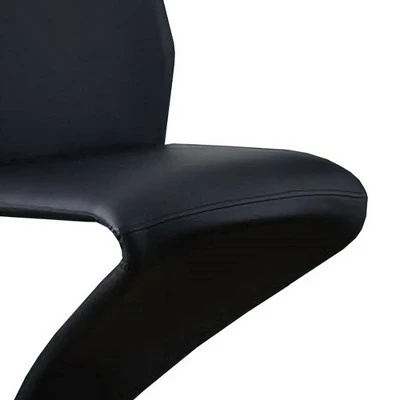 Set of 2 Z Style Side Chairs with Leatherette Seating Black - Benzara 2 Set of 2 Z Style Side Chairs with Leatherette Seating Black - Benzara - Image 2