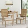 Set of 2 Maria French Country Wood and Cane Upholstered Dining Chairs - Christopher Knight Home Beige/natural