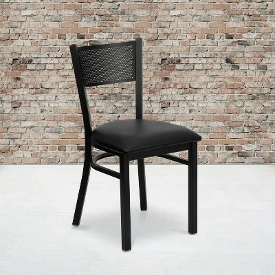 Flash Furniture Black Grid Back Metal Restaurant Chair 3 Flash Furniture Black Grid Back Metal Restaurant Chair