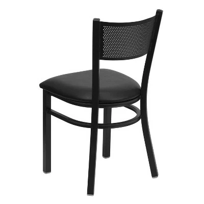 Flash Furniture Black Grid Back Metal Restaurant Chair 4 Flash Furniture Black Grid Back Metal Restaurant Chair - Image 2