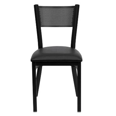 Flash Furniture Black Grid Back Metal Restaurant Chair 6 Flash Furniture Black Grid Back Metal Restaurant Chair - Image 4