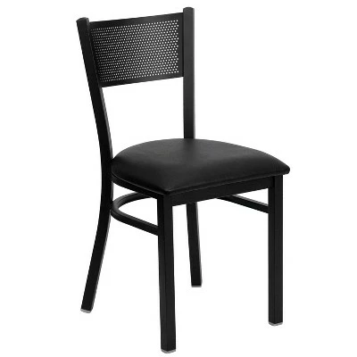 Flash Furniture Black Grid Back Metal Restaurant Chair 8 Flash Furniture Black Grid Back Metal Restaurant Chair - Image 6