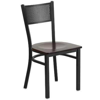 Flash Furniture Black Grid Back Metal Restaurant Chair 9 Flash Furniture Black Grid Back Metal Restaurant Chair - Image 7