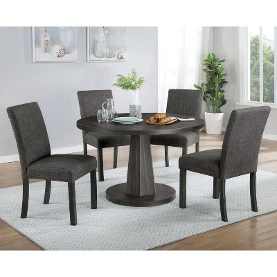 Set of 2 Banta Padded Fabric Side Chairs Dark Walnut/Gray - miBasics 5 Set of 2 Banta Padded Fabric Side Chairs Dark Walnut/Gray - miBasics - Image 4