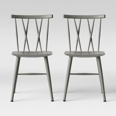 Set of 2 Becket Metal X Back Dining Chair - Project 62™ Gray 11 Set of 2 Becket Metal X Back Dining Chair - Project 62™ Gray - Image 10