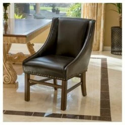 James Bonded Leather Dining Chair Wood/Brown - Christopher Knight Home